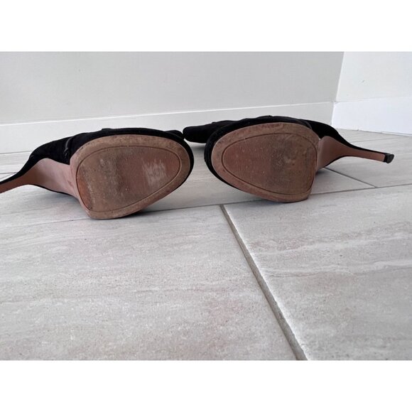 Nine West NWEVAH Size 9 1/2 M Tall Black 3 1/2 Inch Heel Boots with Zipper - Picture 8 of 14